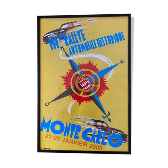 Affiche originale 3e Rallye Historique Monte Carlo 2000 par Genin- Petit Format - On linen