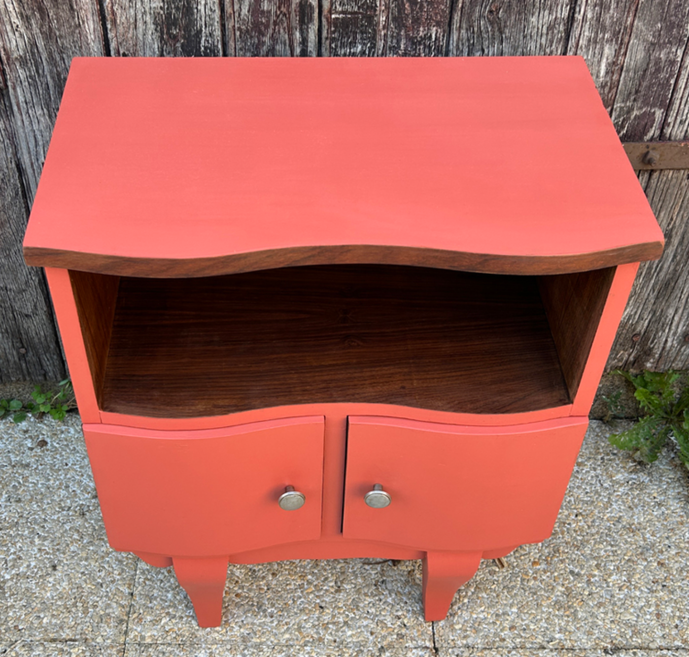 "Corail Bohème" bedside table – vintage relooked, 1940s / 1950s