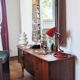 Vintage 70s dressing table with triptych mirror and matching bench.