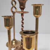Five solid brass candle holders vintage design 80s
