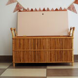 Vintage rattan chest bench