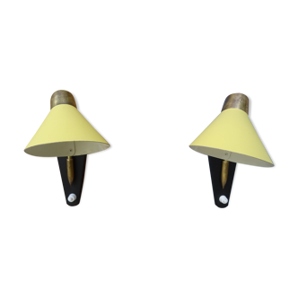 Pair of flexible metal wall lights, 1950s