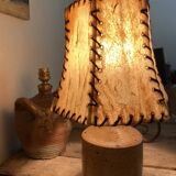 Pyrite ceramic lamp, new 2M fabric cable, 70s lampshade