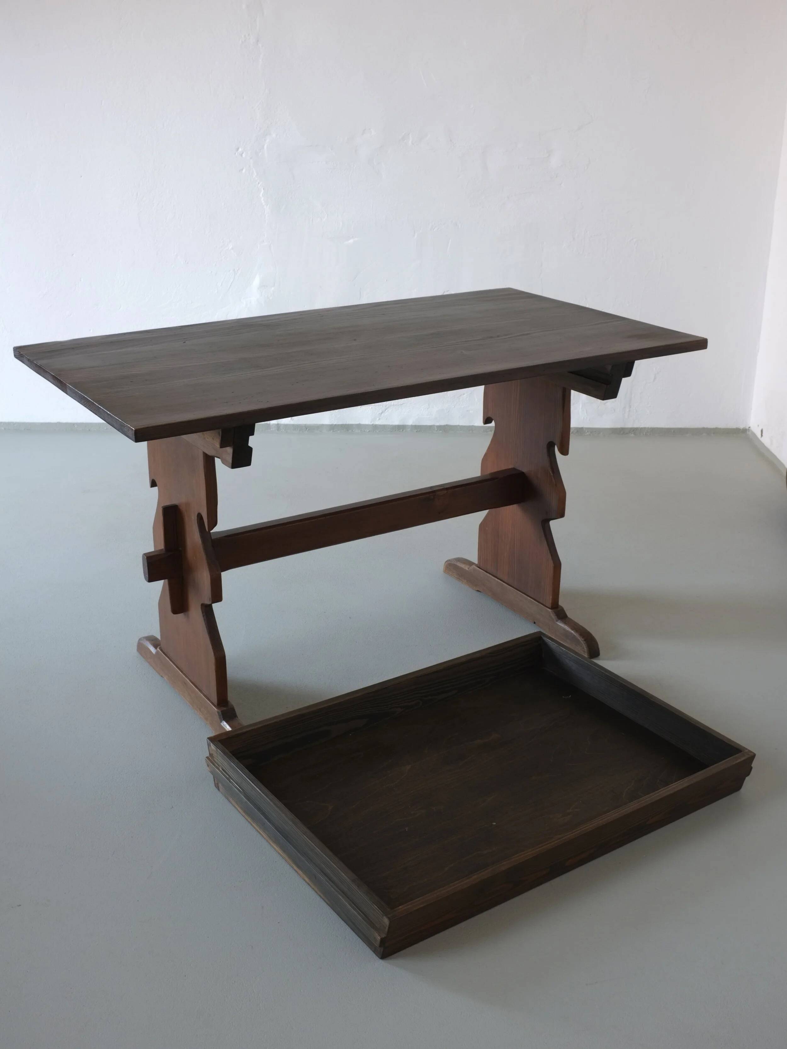 Alpine carved pine dining table set | 1950s