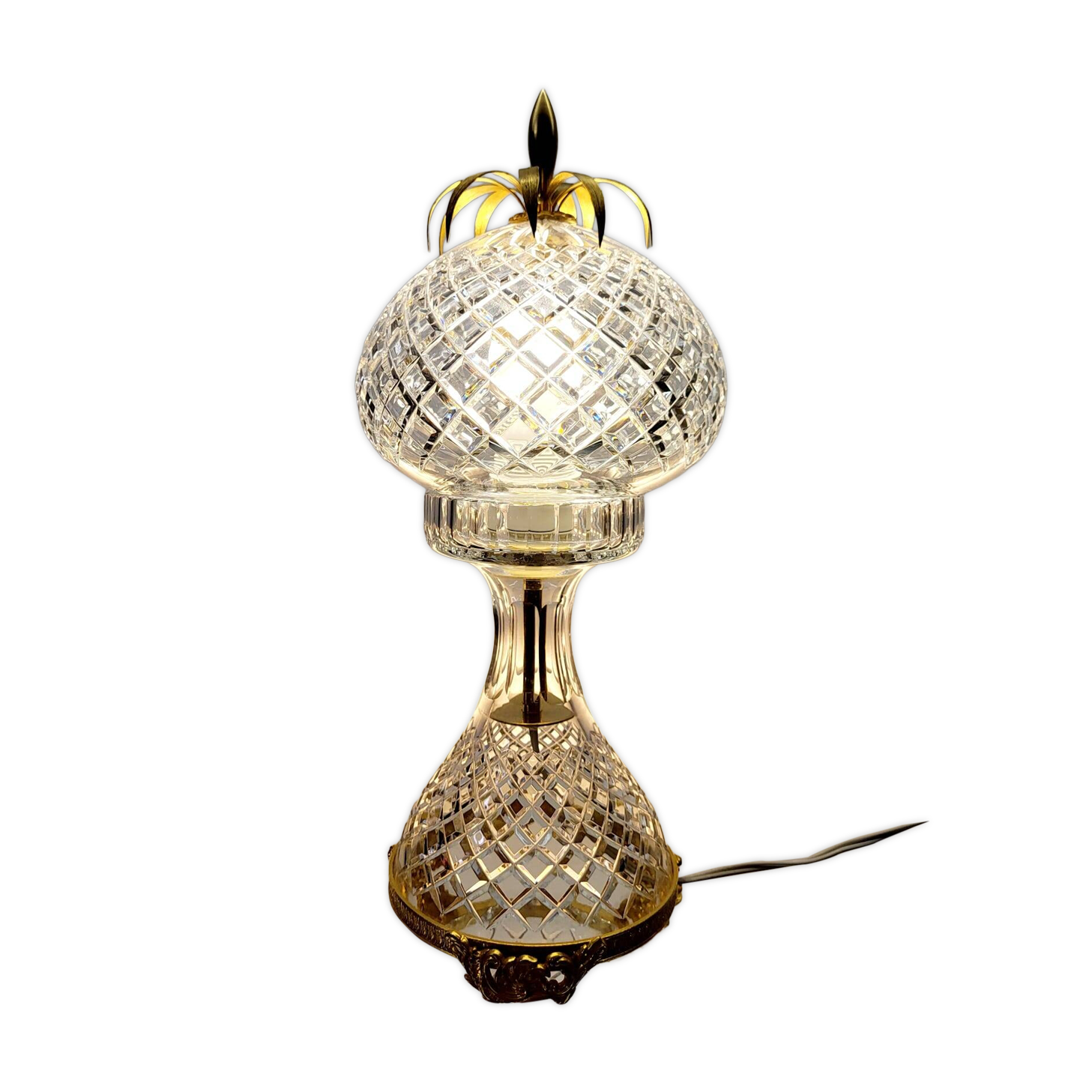 Val Saint Lambert kristallen tafellamp – vintage ananasvorm 1960-1970