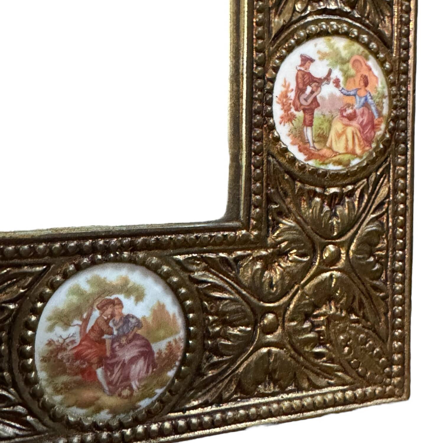 Bronze and Porcelain Mirror from Paris, 1950s