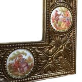 Miroir en Bronze et Porcelaine de Paris années 50