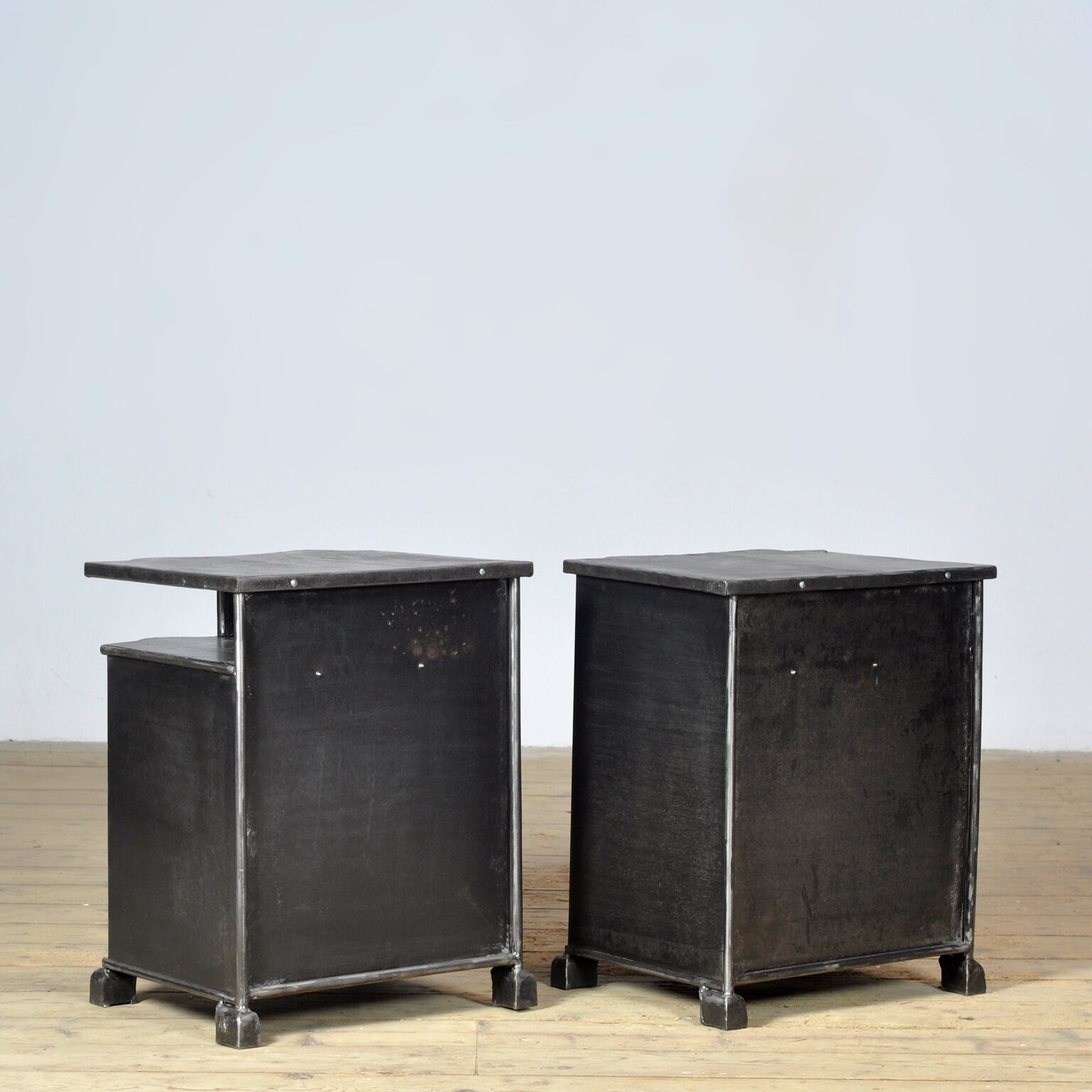 Set of iron bedside tables, circa 1930