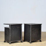 Set of iron bedside tables, circa 1930