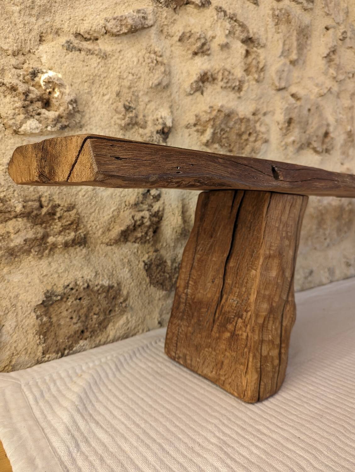 Low raw oak console