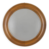 Miroir mural rond en noyer, Italie années 1970