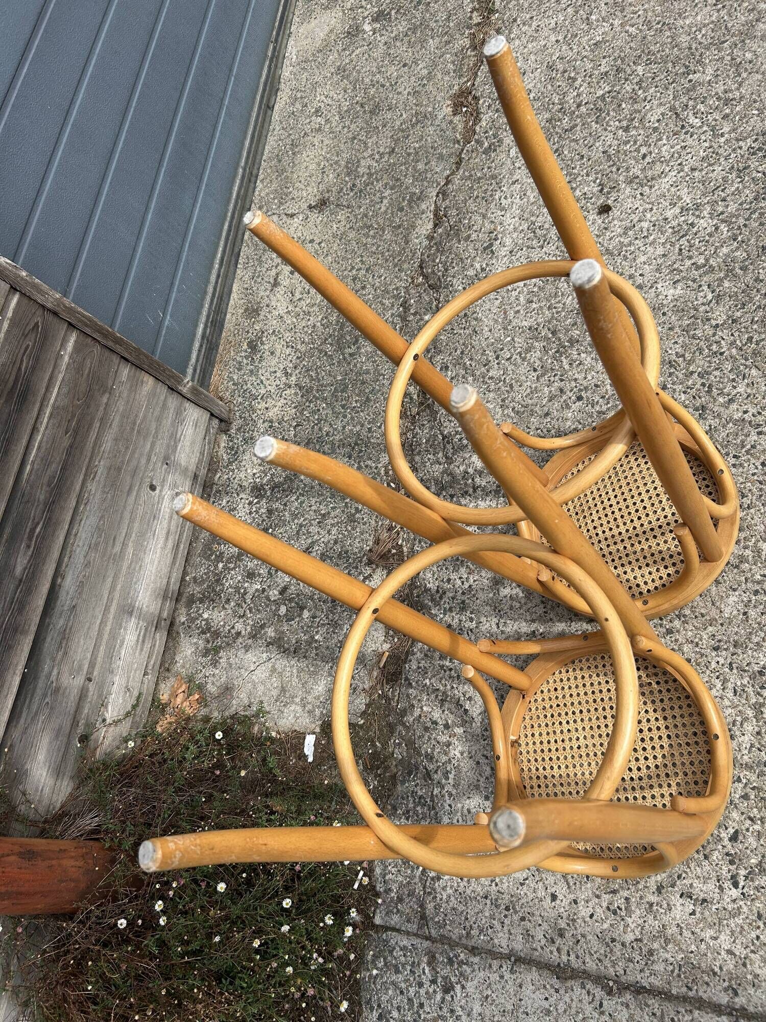 Set of 2 vintage rattan bar stools