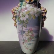 Vase K&G Luneville céramique décor fleurs vintage