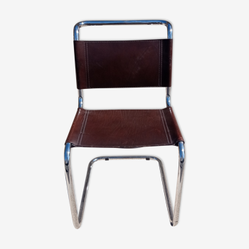 Chaise en cuir marron de Bersanelli modelé Spoletto