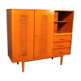 Armoire enfant bois & rotin 1960
