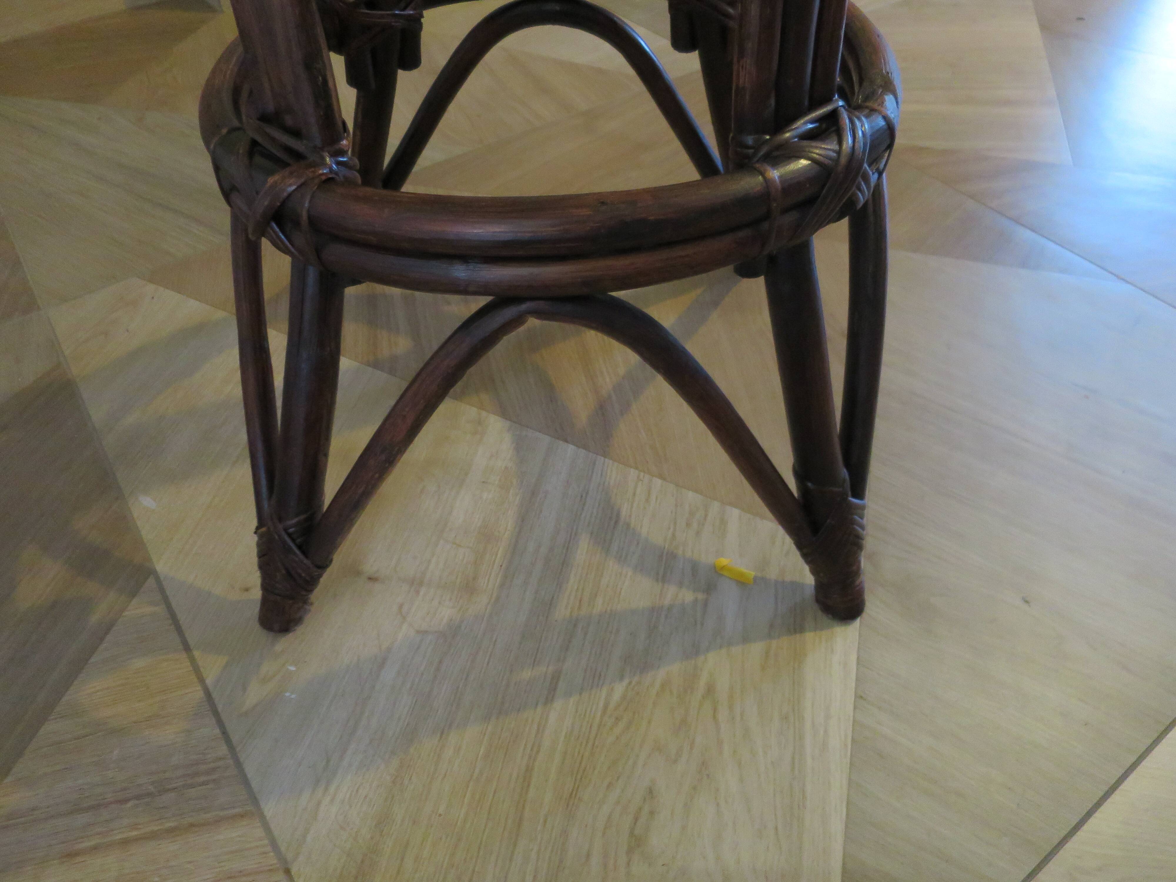Set of 2 swivel bar stools / chairs - wood - cane - rattan - 80s