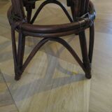 Set of 2 swivel bar stools / chairs - wood - cane - rattan - 80s
