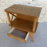 Bedside compass feet in light wood, 60s