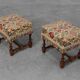 Early 20th Century Pair of Wood & Fabric French Footstools