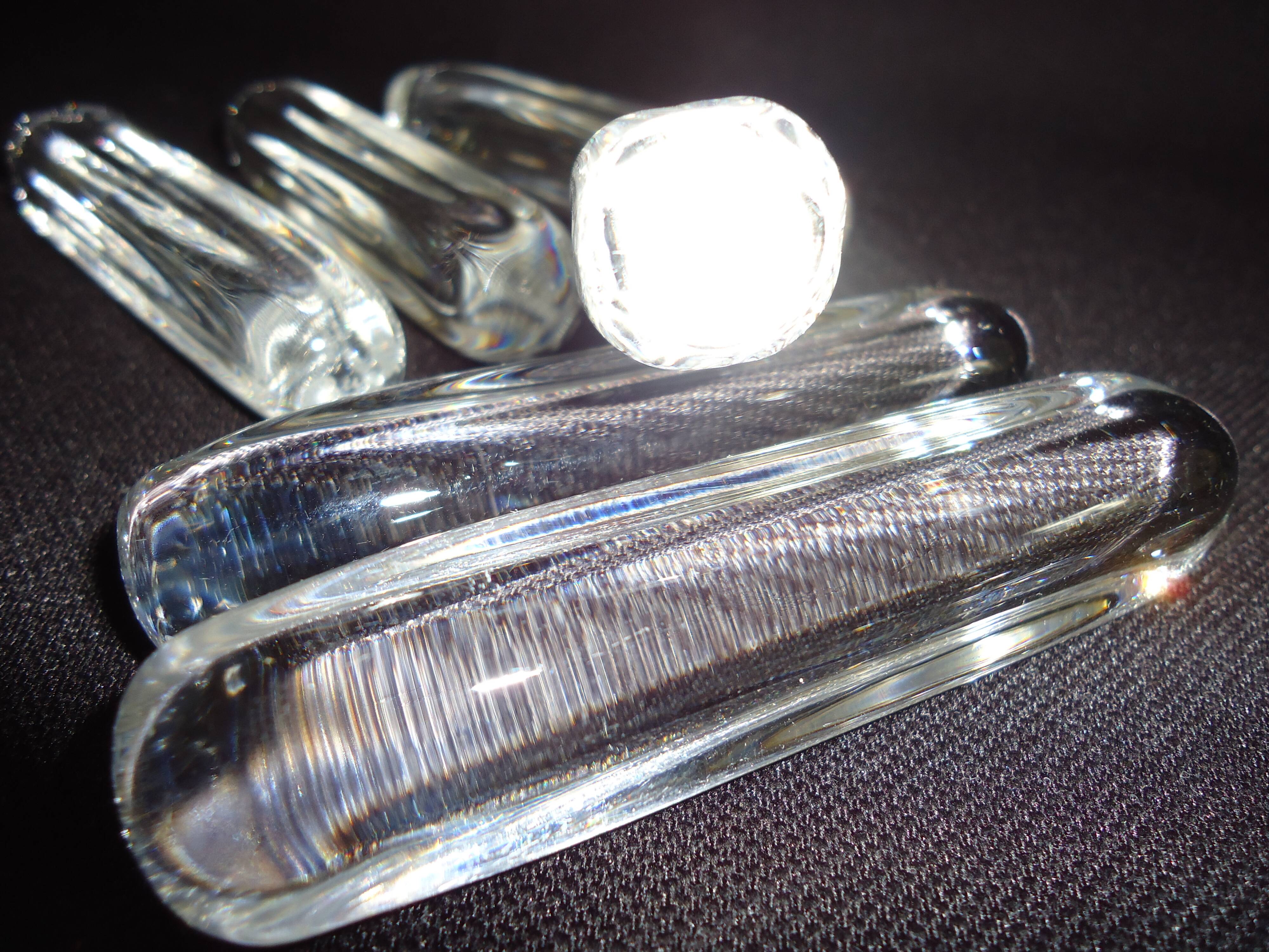 Set of six crystal knife rests, signed DAUM