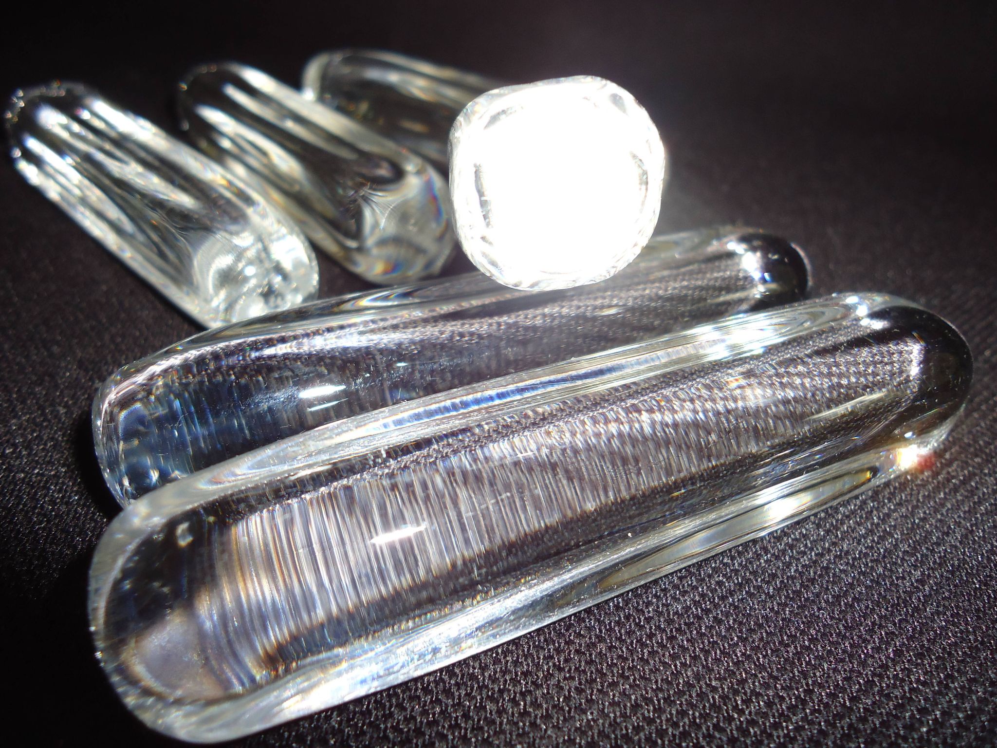 Set of six crystal knife rests, signed DAUM