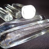 Set of six crystal knife rests, signed DAUM
