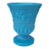 Vase opaline bleu Portieux Vallerysthal vintage