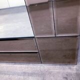 Large wall mirror in Art Deco style, facet-cut pink and clear glass