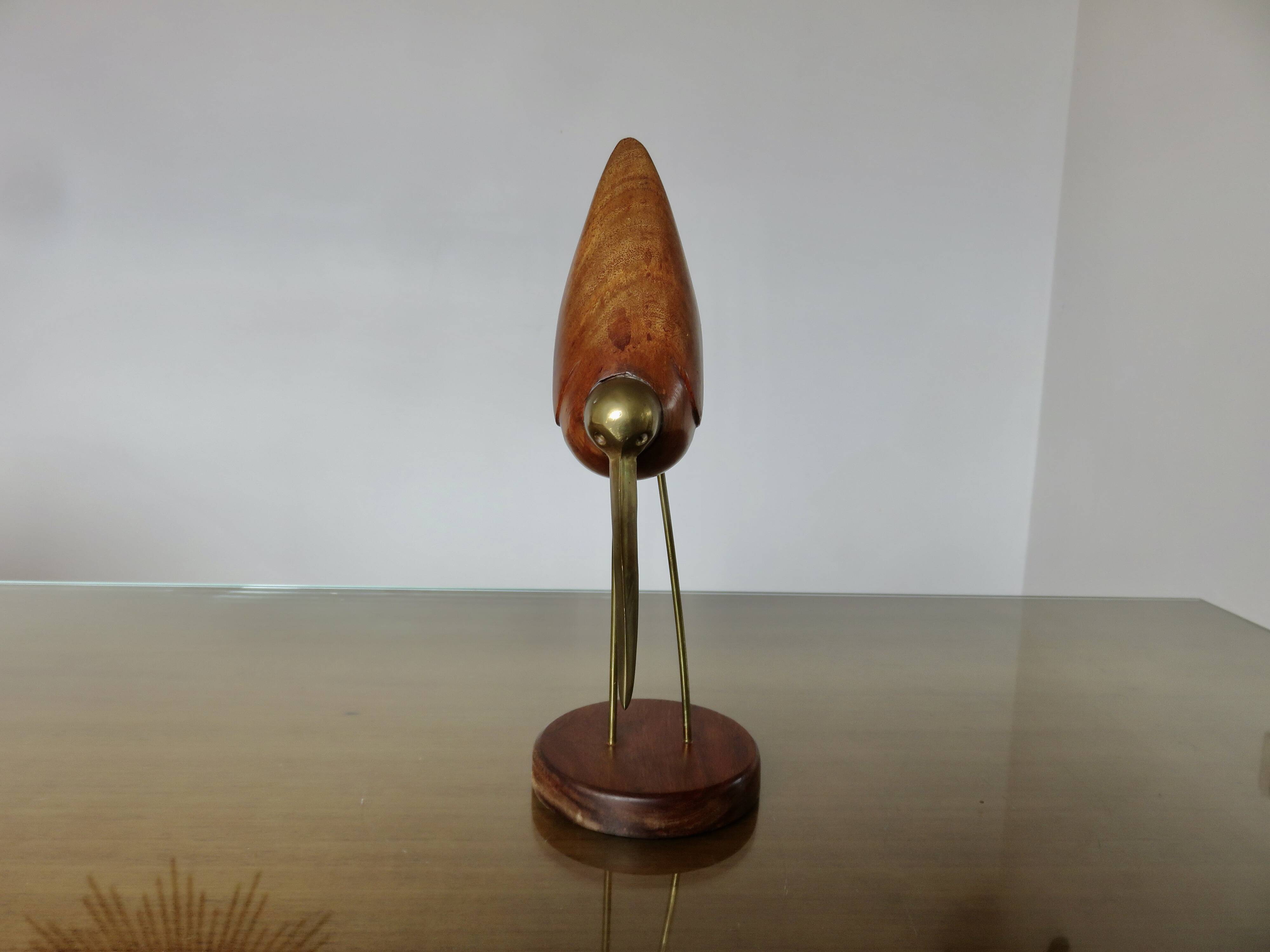 Scandinavian heron in teak and brass 1970