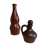 Bottle and jug in artisanal glazed stoneware from the Cotentin