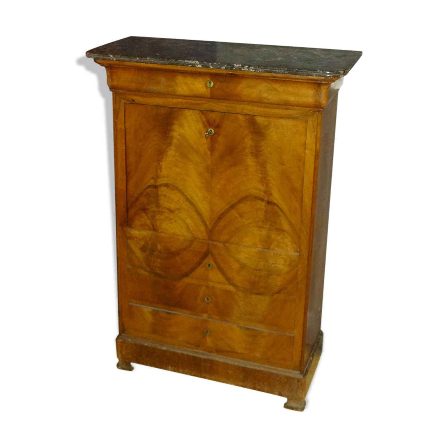 Secretary Louis Philippe in walnut and walnut plating 98 x 143 cm