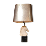 Vintage Neo Classic-style lamp in resin and golden lampshade