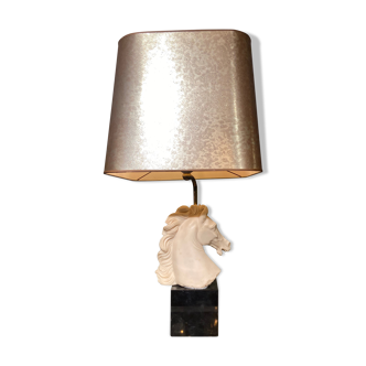 Vintage Neo Classic-style lamp in resin and golden lampshade