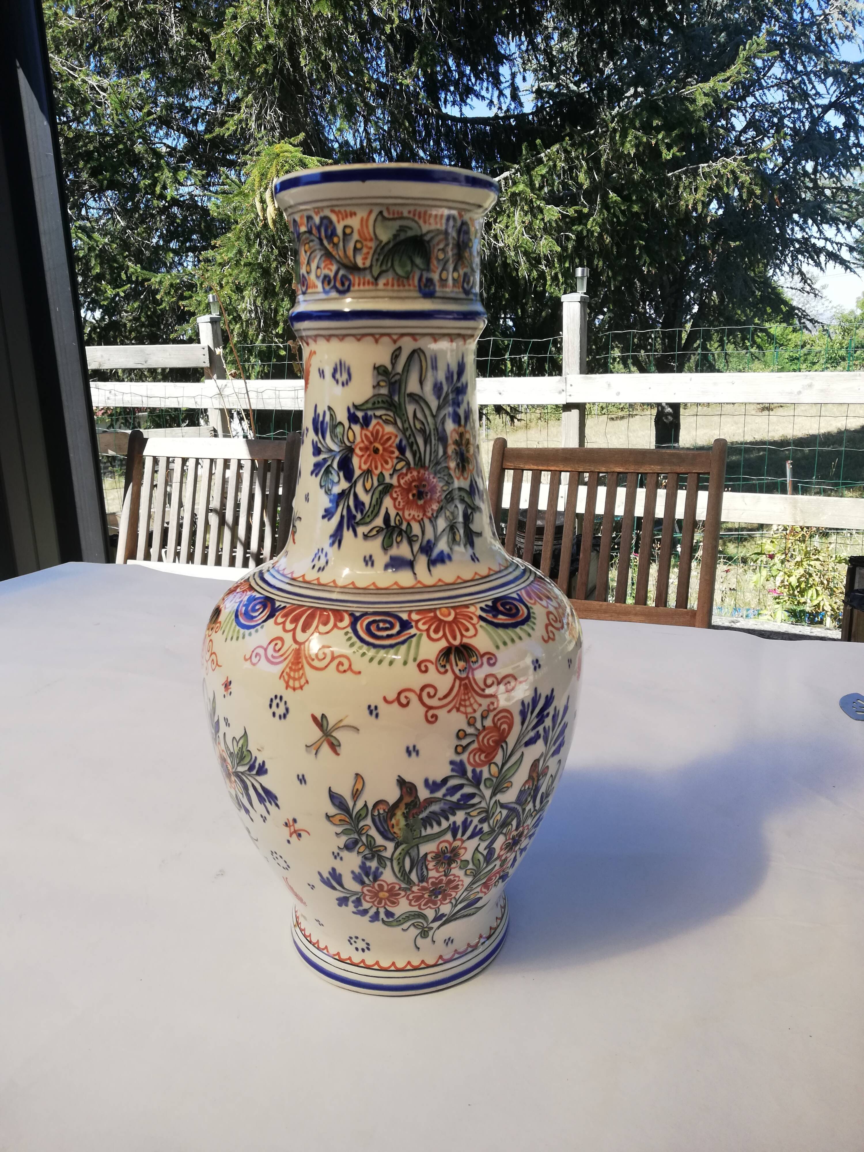 Large old ceramic vase signed