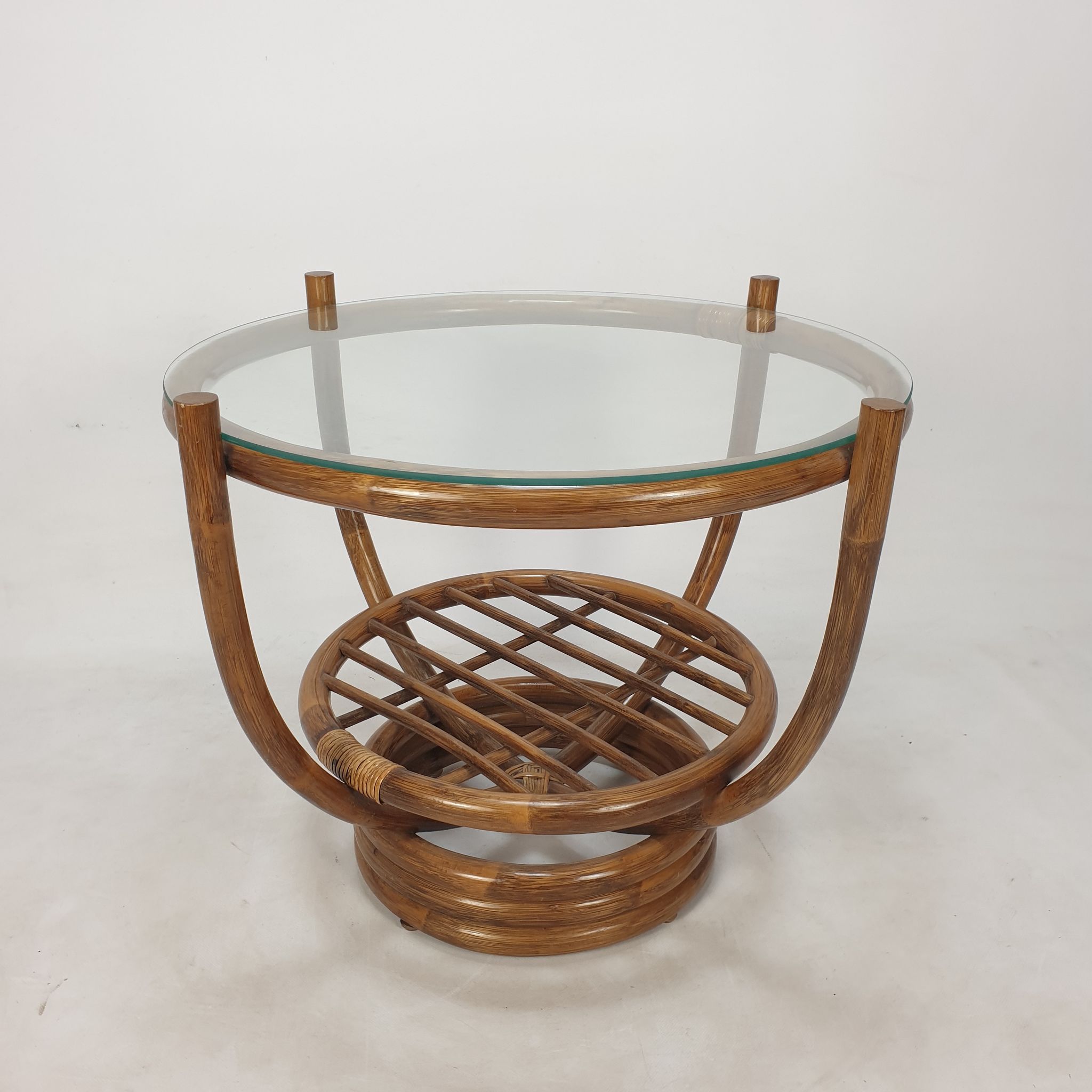 Table basse italienne en bambou, années 1980