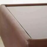 Black leather and glass coffee table