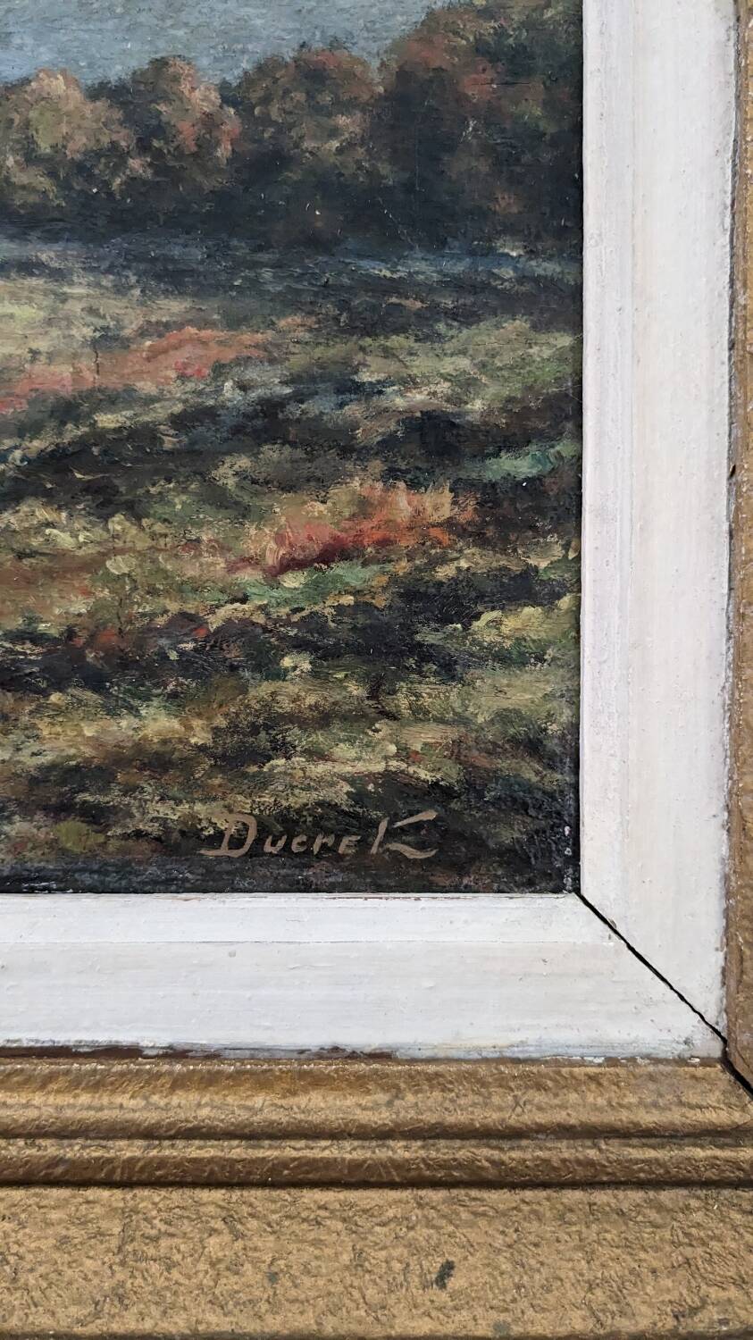 Old HP painting Breton landscape signed