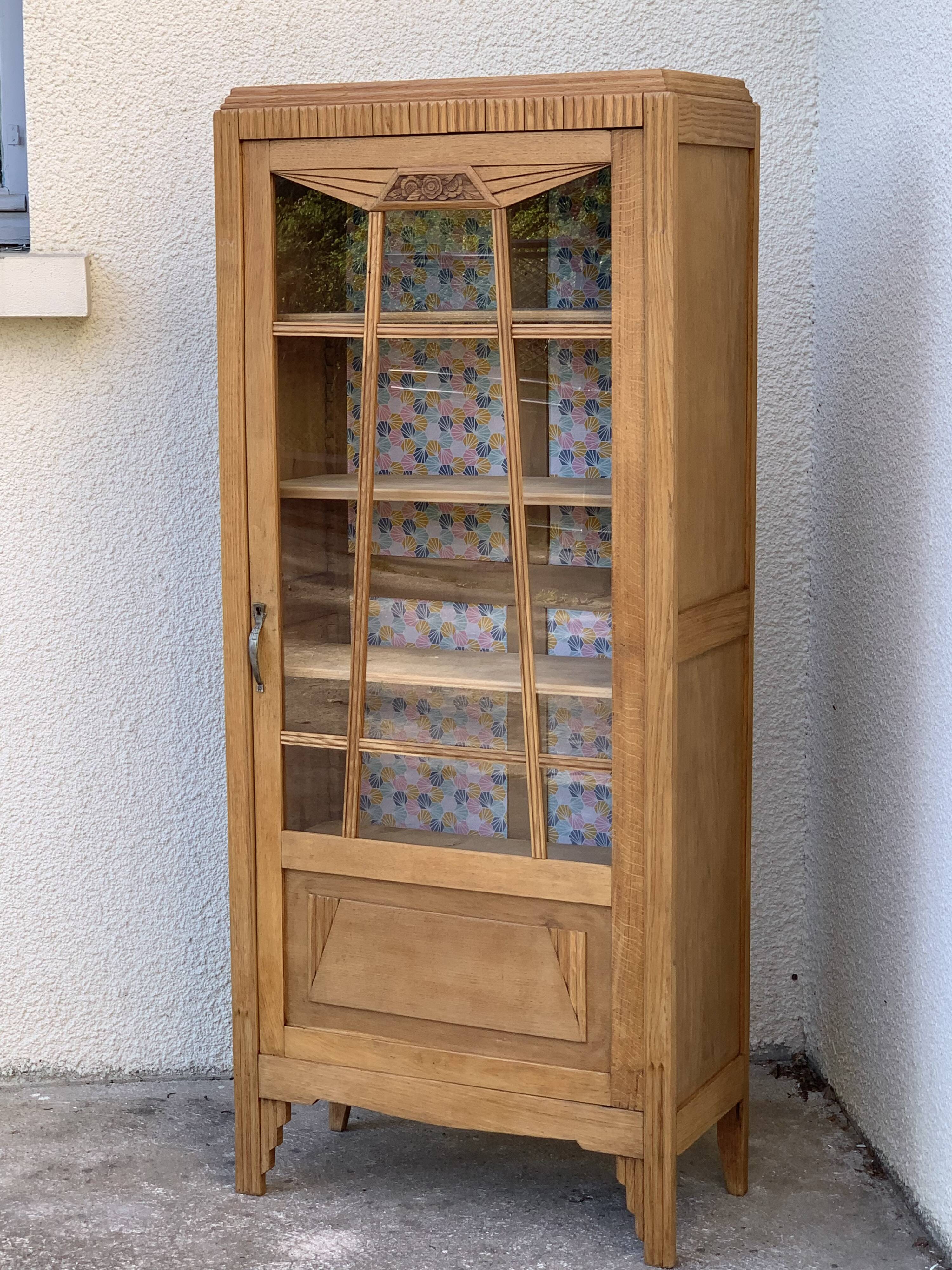 Parisian wardrobe glazed art deco 1920 raw wood