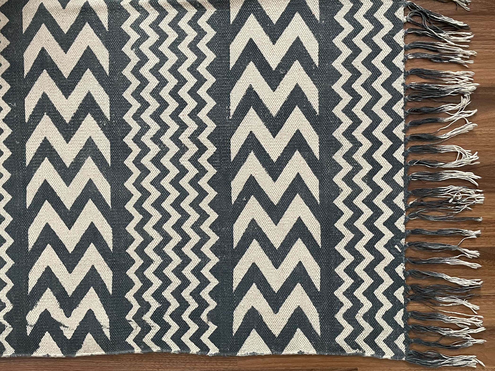 Cotton hand weaved hand block printed picnic rug