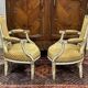Pair of Louis XVI period cabriolet chairs in beech.