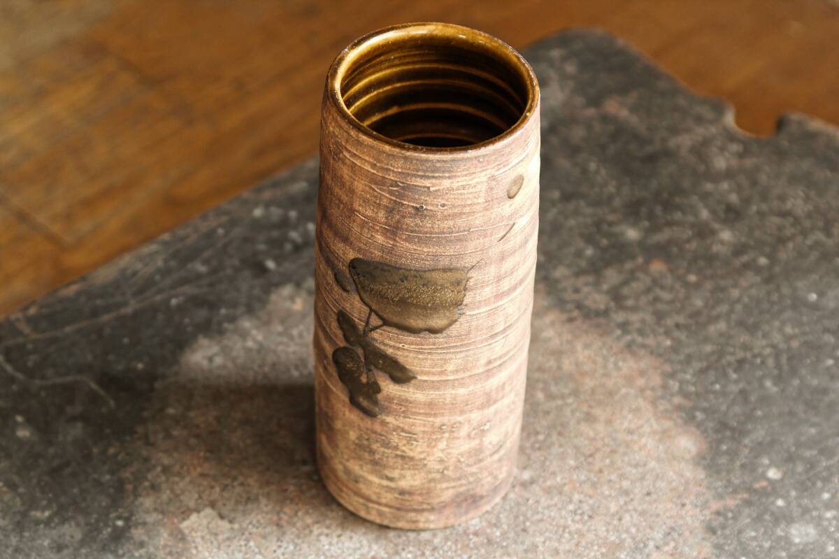 Tubular stoneware vase, dovecote pottery