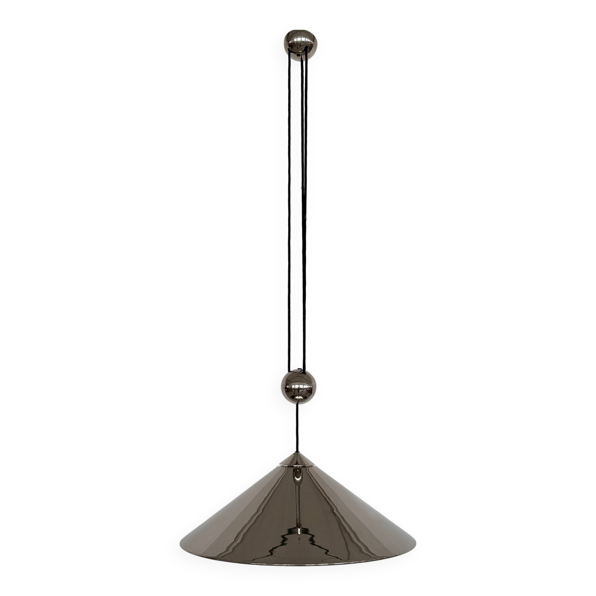 Florian Schulz Large Plated Nickel Pendant Lamp KEOS Pendant, 1970