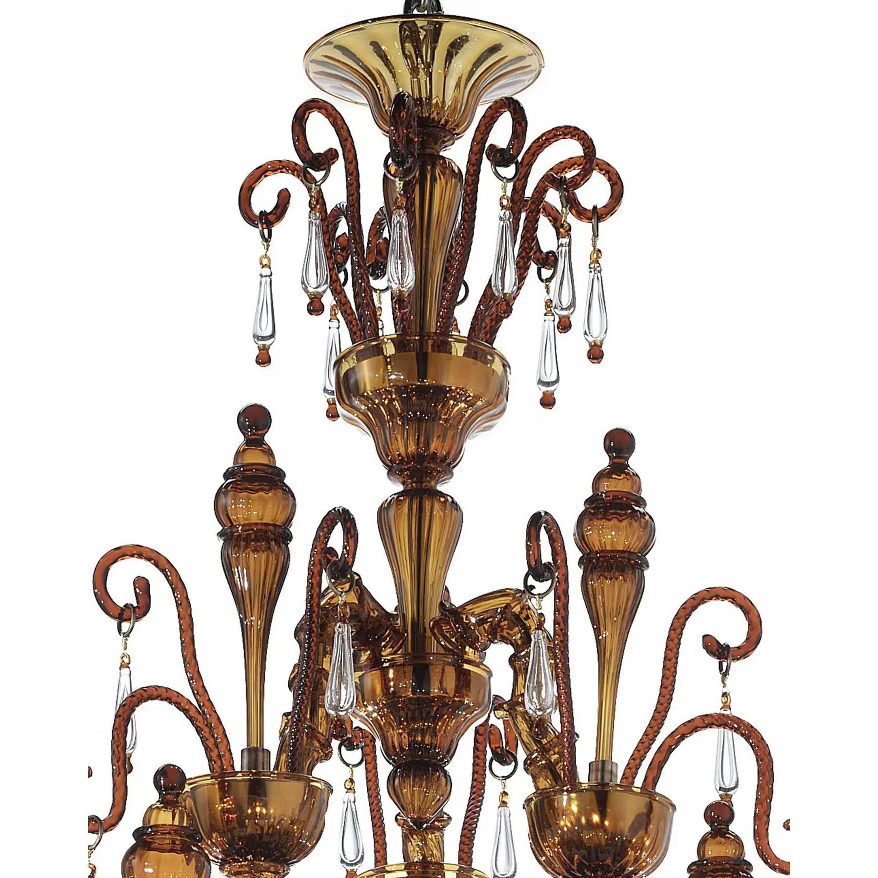 Imperial Venetian Modern Brown "Ca' Rezzonico" With Curls Murano Glass Chan