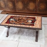 Enameled lava coffee table by Jean Jaffeux