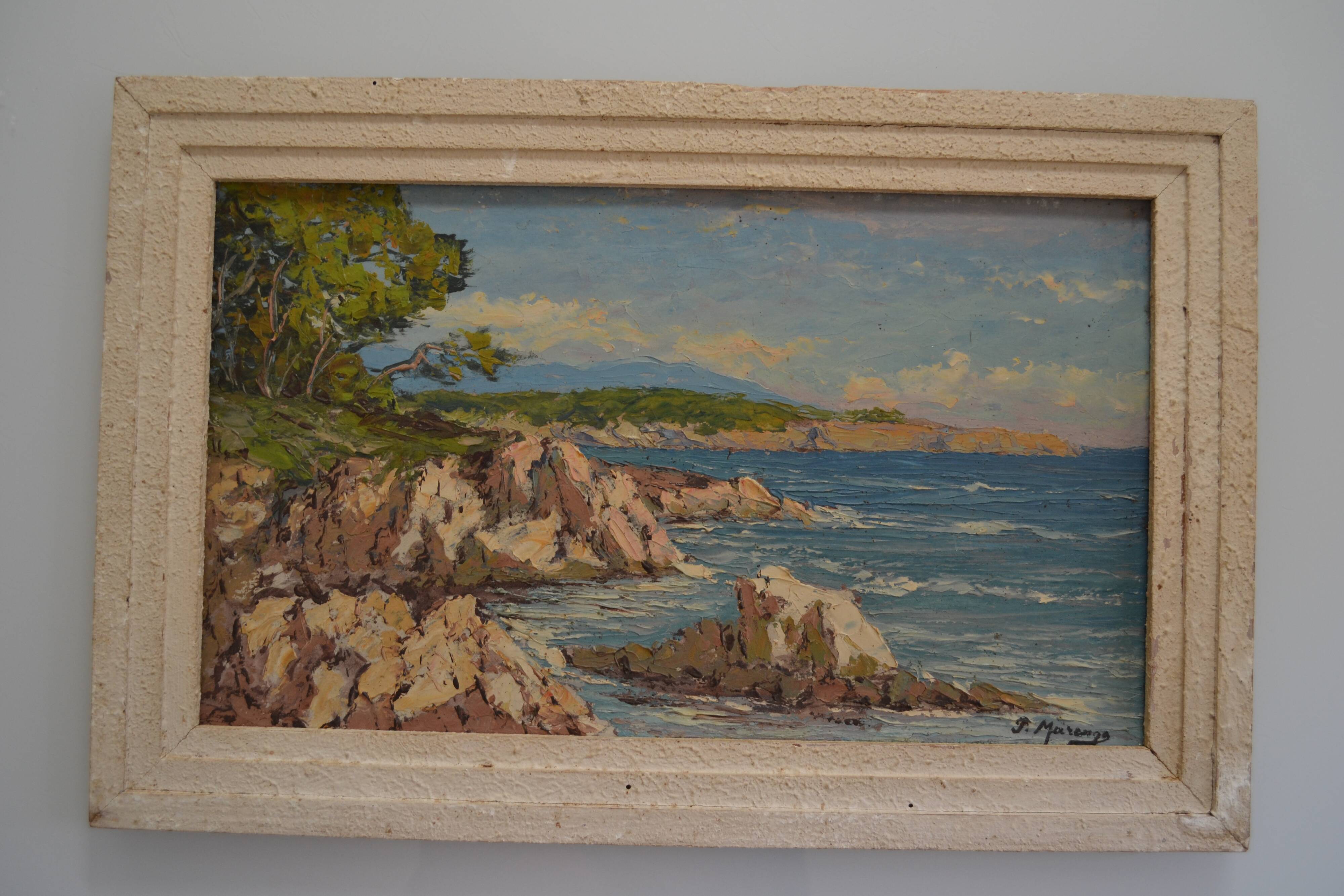 Vue de bord de mer méditerranée par Paul Marengo peinture  Provence