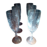 6 flûtes a champagne en cristal taillé main