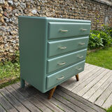 Vintage 1960s cedar green chest of drawers with 4 drawers.