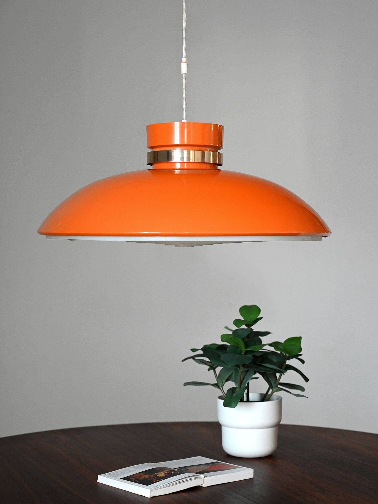 Scandinavian Pendant lamp in orange plastic, 1960s
