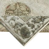 Handmade distressed anatolian 1980s 153 cm x 269 cm grey rug