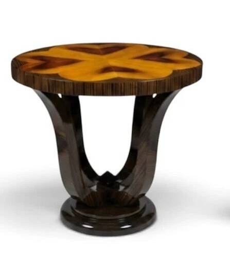 Une table d'appoint ronde Art Déco en hêtre, palissandre & loupe d'orme